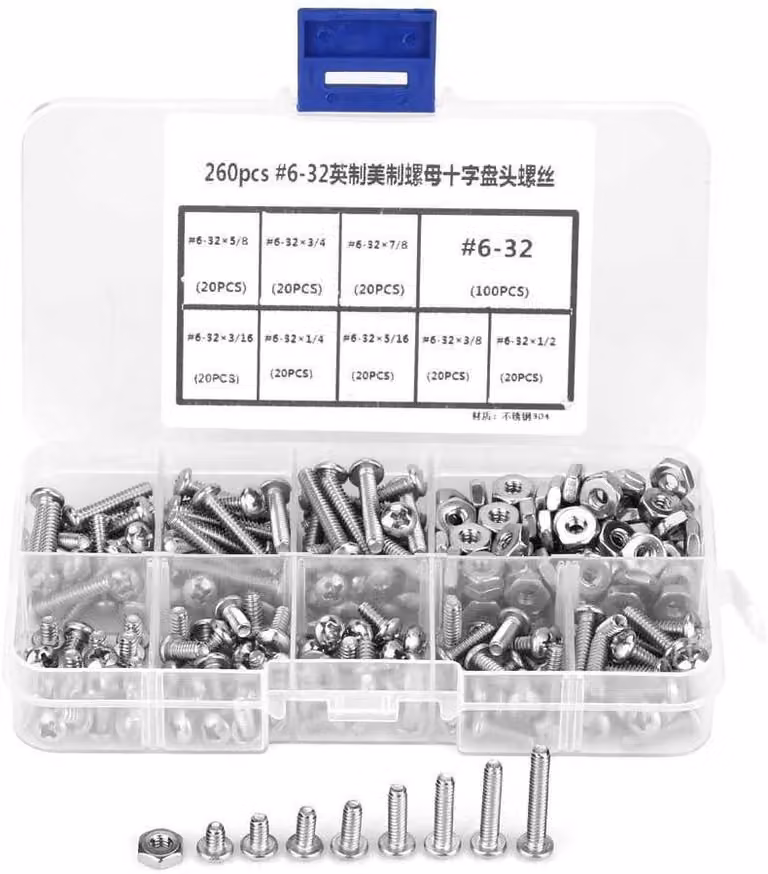 Omgoods - Viti a testa cilindrica 260 pezzi/set - Acciaio inossidabile - Assortimento - Materiali di alta qualità - Portatile - Adatte per macchine utensili - Necessaria chiave a Esagono - Viti