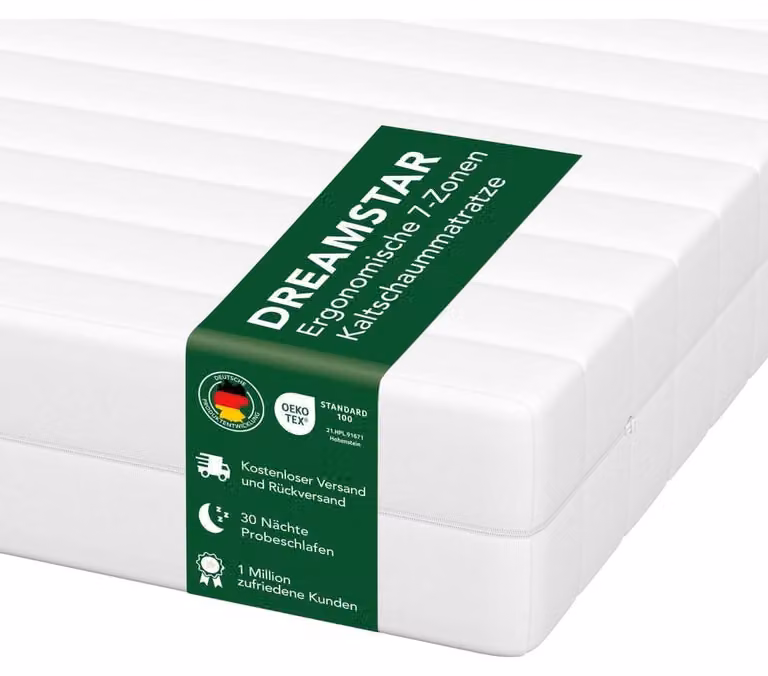 Materasso in schiuma fredda - Ergonomico 7 zone - 80 x 200 cm - Durezza H2 o H3 - Altezza 12 cm