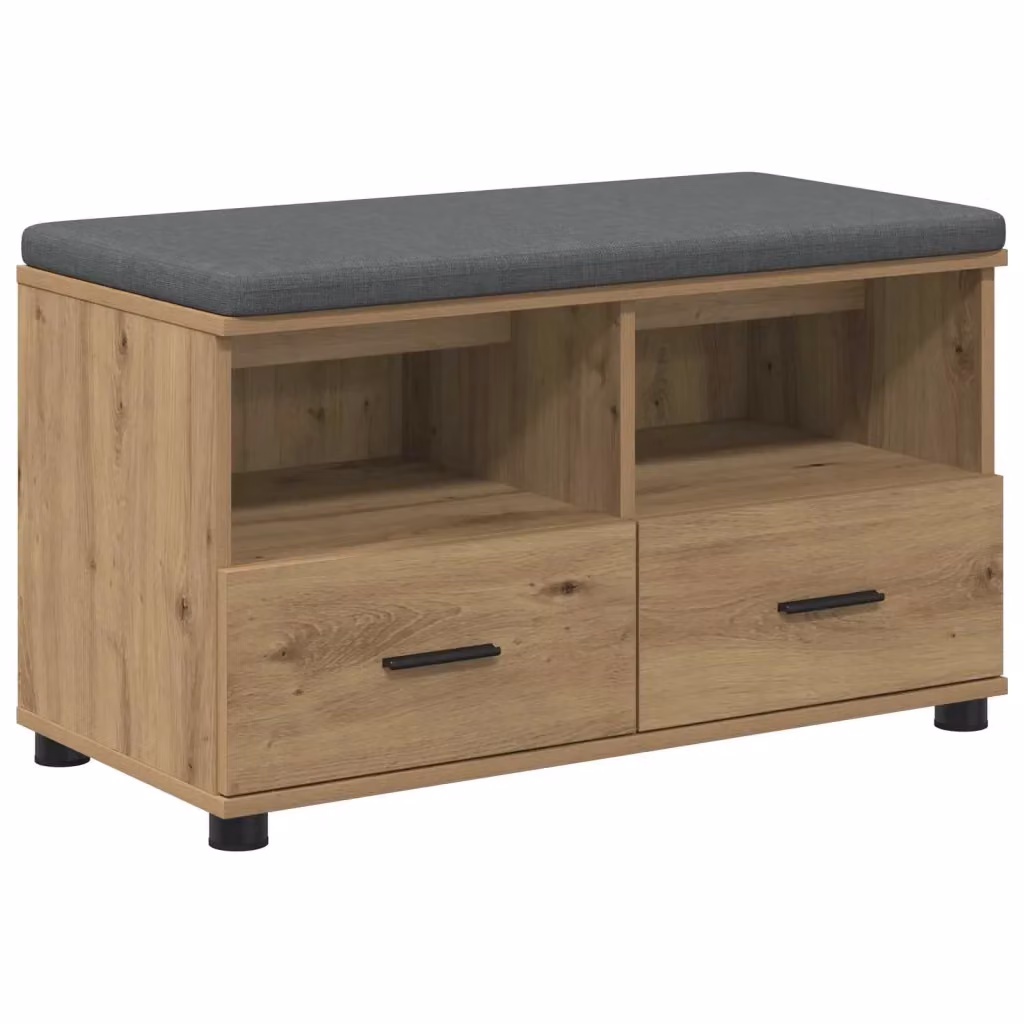 Panca da ingresso e porta scarpe vidaXL in legno rovere marrone L: 80 cm, P: 38 cm, H: 46 cm – 2