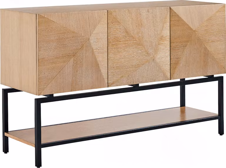 KAWOLA Credenza ANJO 3 ante 1 ripiano impiallacciato rovere marrone metallo nero verniciato a polvere