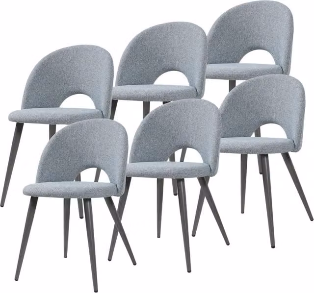 Set Karijoki di 6 Sedie Imbottite da Sala Pranzo Rivestimento in Tessuto - Grigio [en.casa]