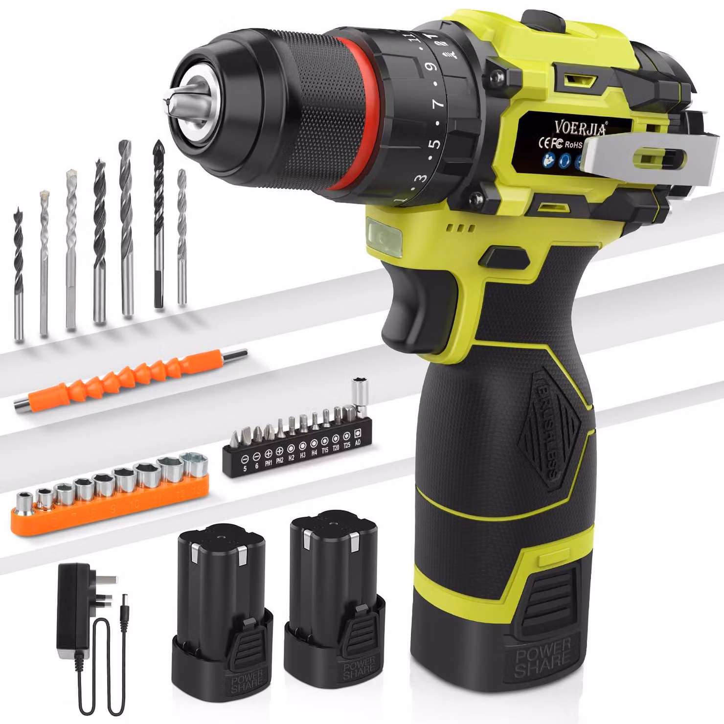 Avvitatore a batteria da 16,8 V, compatto, con trapano a batteria dotato di 2 batterie da 2000 mAh