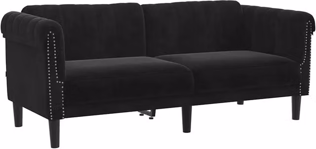 Divano | Divano da soggiorno | Sofa a 2 Posti Nero in Velluto