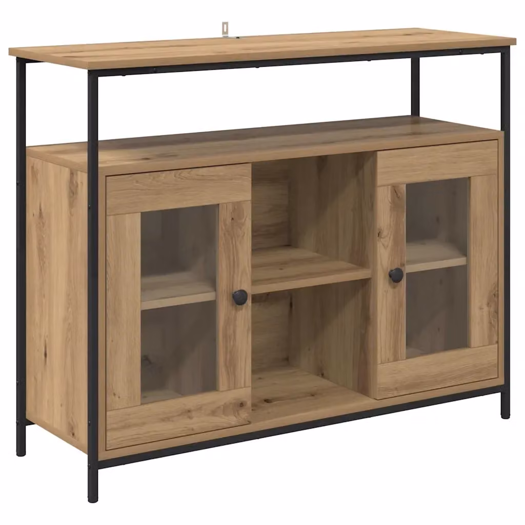 Credenza Buffet Moderna vidaXL in Legno Rovere Marrone per Cucina e Sala da Pranzo L: 100 cm, P: 35 cm, H: 80 cm – 2