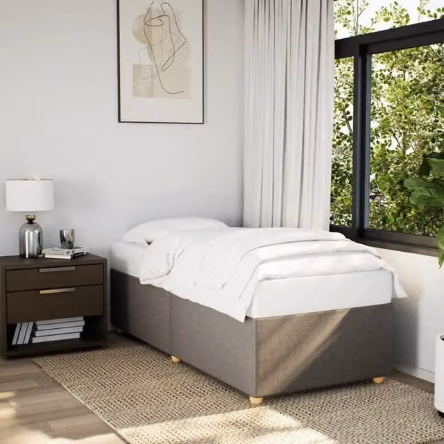 Giroletto vidaXL in tessuto beige e grigio senza materasso L/P/H: 90 x 190 cm – 1