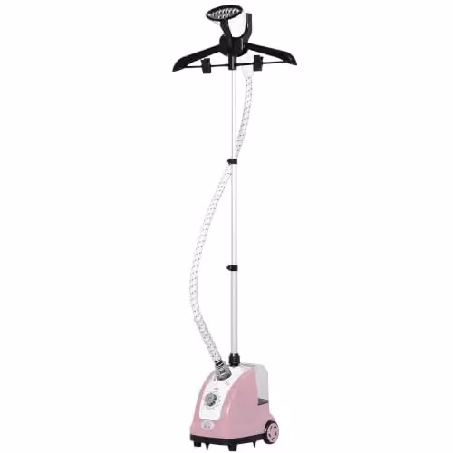 HOMCOM Ferro a vapore verticale 1,4L Rosa Nero