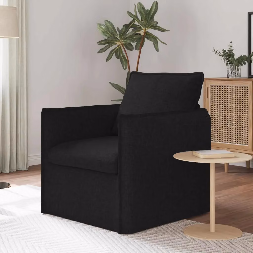 Divano moderno in tessuto nero con struttura in metallo per soggiorno e camera da letto L: 75 cm, P: 82 cm, H: 85 cm – 2