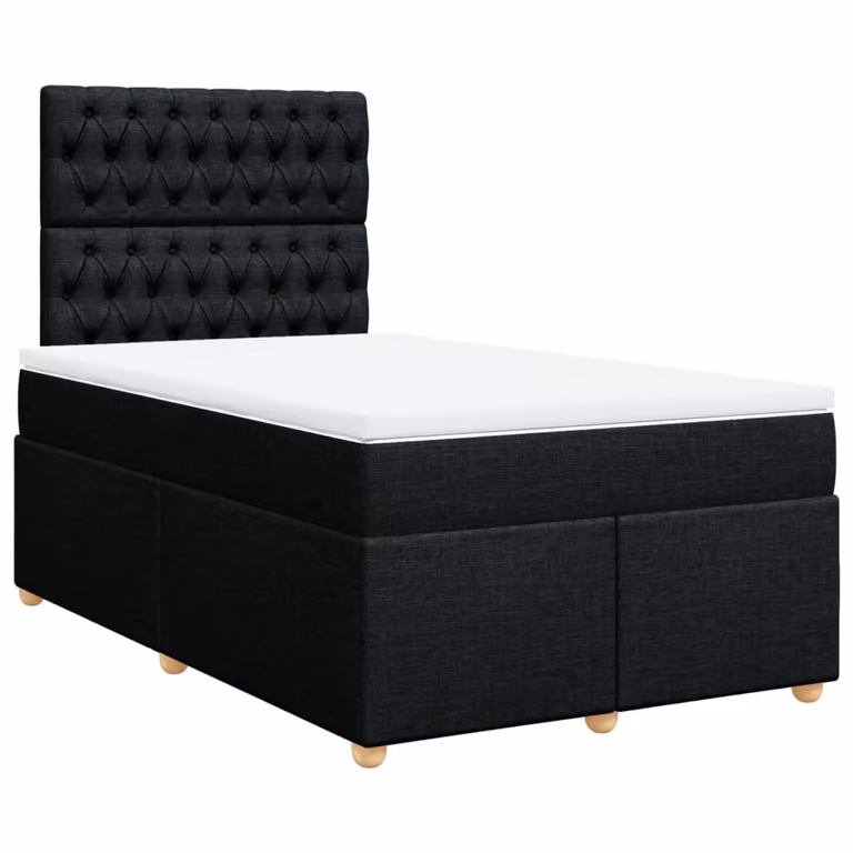 vidaXL Giroletto a Molle con Materasso Nero in Tessuto L/P/H: 120 x 200 cm
