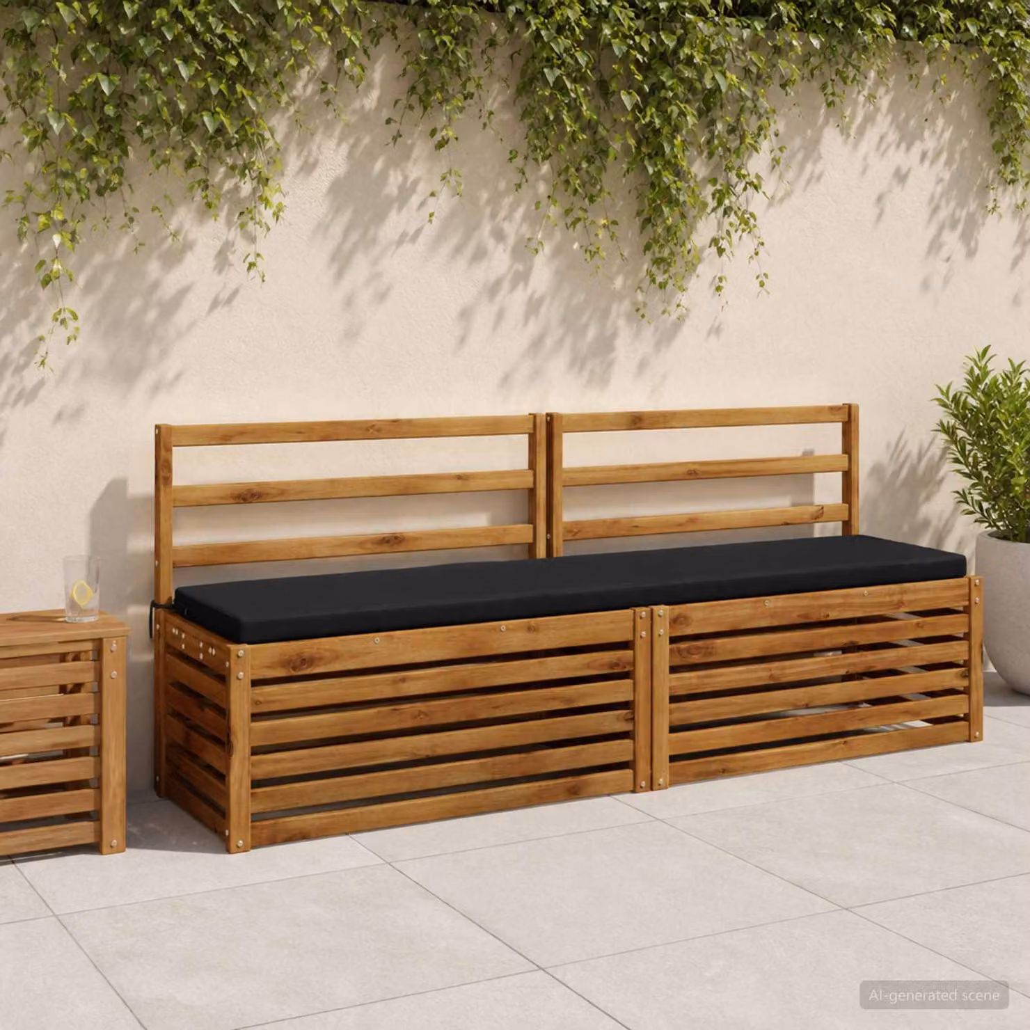 Set di 2 cuscini per panchina vidaXL SOEST in poliestere, disponibili in blu o nero, con rivestimento rimovibile e resistente ai raggi UV