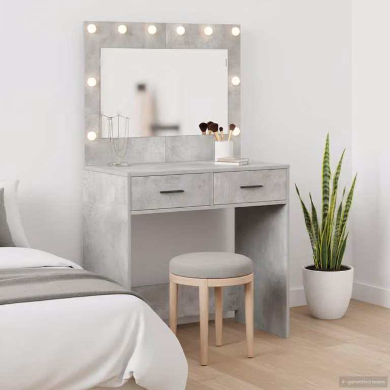 vidaXL Tavolo da Trucco Moderno Grigio L: 78,5 cm, P: 41 cm, H: 135 cm