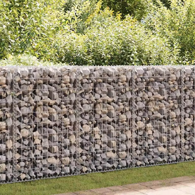 vidaXL Gabbione in Rete in Acciaio Zincato Grigio L 200 cm, P 50 cm, H 100 cm