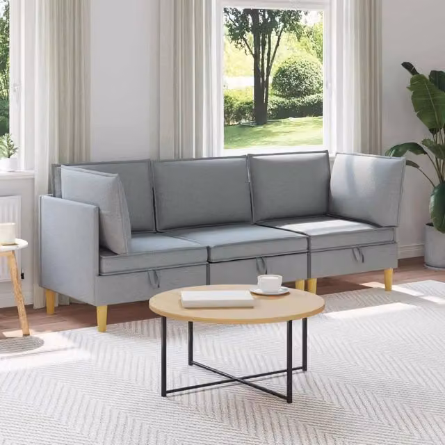 Set di divani modulari con spazio di archiviazione 3 pz Tessuto 3413673