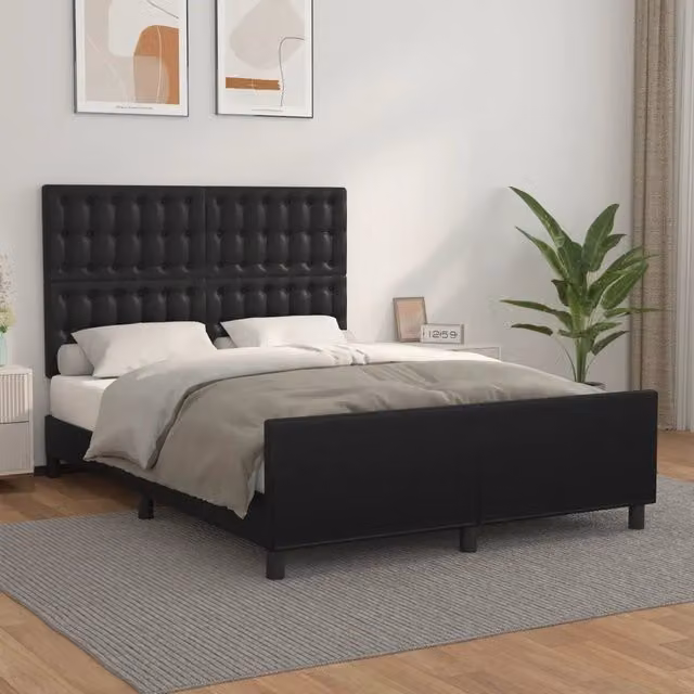 Letto con testiera vidaXL in similpelle nero L/P/H: 140 x 190 cm