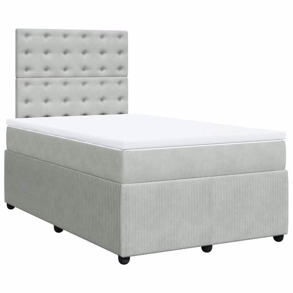 Giroletto a Molle con Materasso Grigio Chiaro 120x190cm Velluto