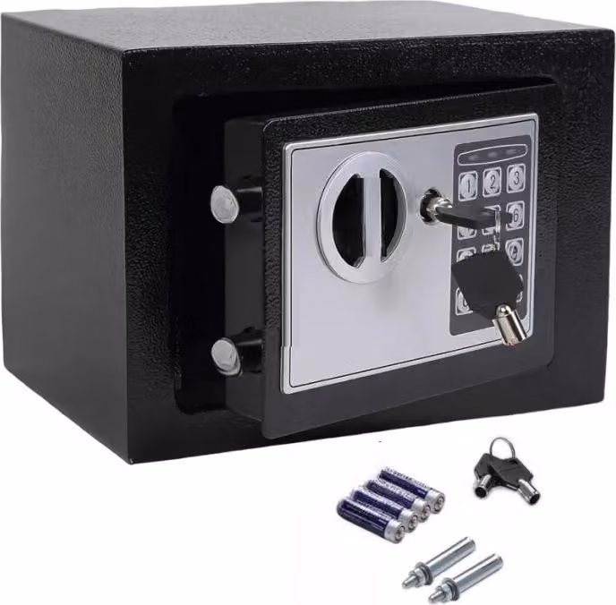 Cassaforte con serratura a combinazione elettronica e chiave di emergenza - 4,6 L, 23 x 17 x 17 cm