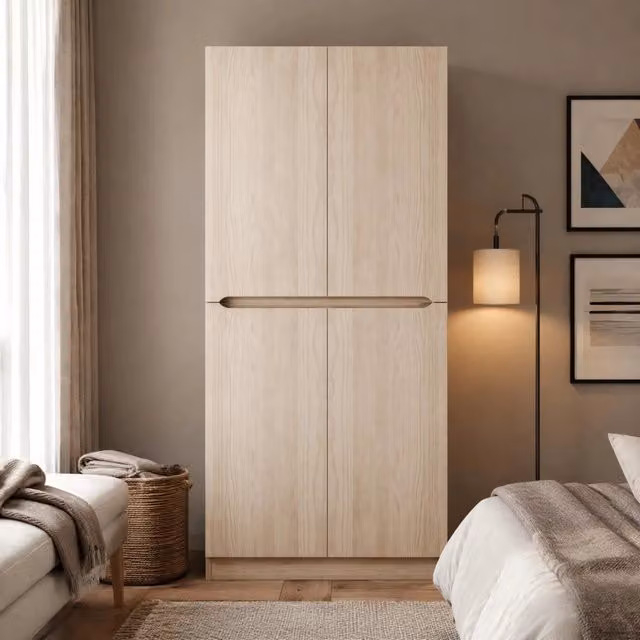 Armadio a doppia anta REDOM in legno e metallo, colore beige, L: 70 cm, P: 40 cm, H: 170 cm