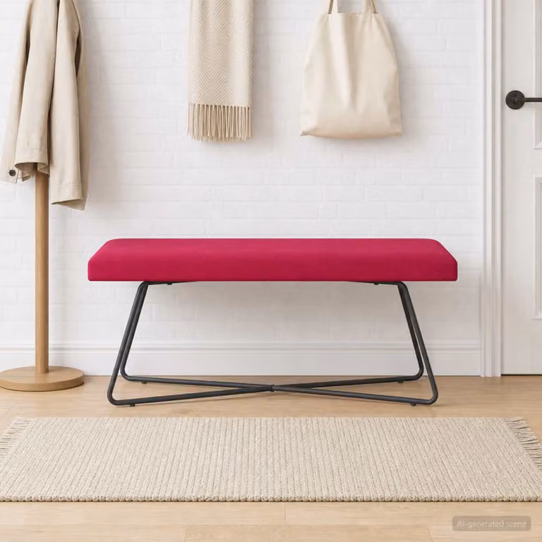 Panchina moderna vidaXL in velluto rosso vino L: 110 cm, P: 40 cm, H: 45 cm