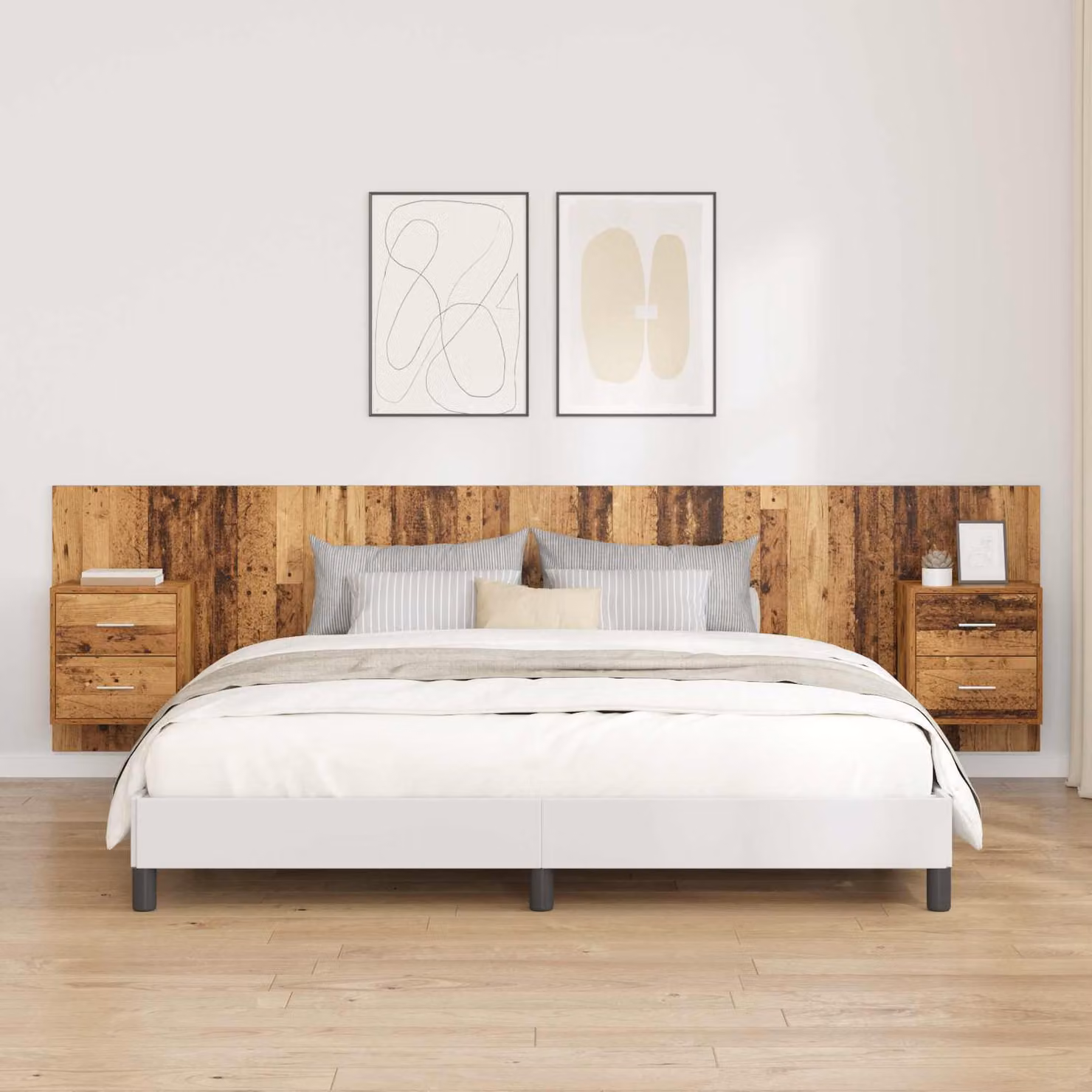 Set di 3 pezzi Testata con Comodini Integrati vidaXL in Legno Ingegnerizzato Marrone Moderno