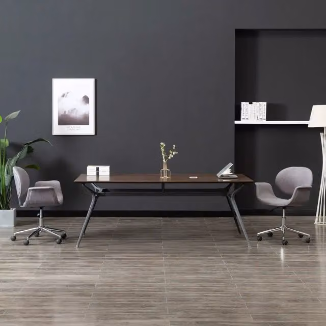 Sedia da Pranzo Girevole Moderna vidaXL in Tessuto Grigio con Struttura in Legno e Metallo – 1