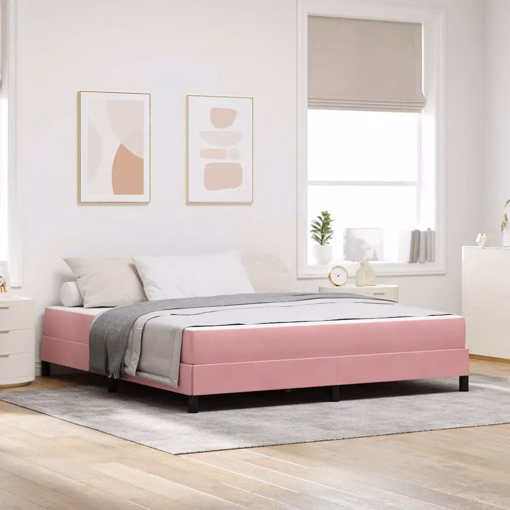Letto a molle con materasso vidaXL in tessuto rosa L 180 x P 200 cm – 1