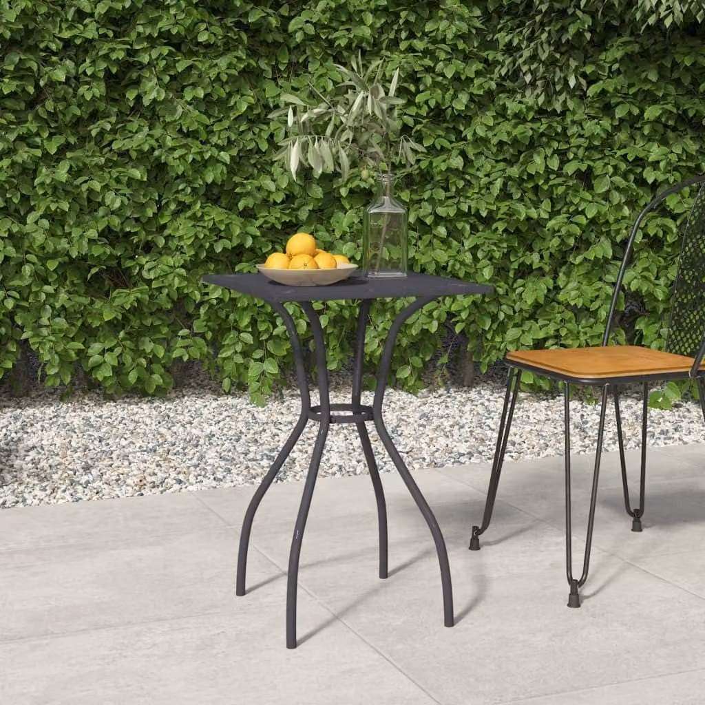 The Living Store tavolo da giardino antracite 50x50x72 cm griglia in acciaio
