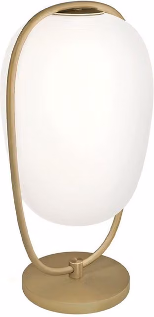 Lampada da tavolo KDLN Lannà in metallo e vetro bianca e oro/ottone con paralume a cupola e attacco E27, H: 40.0 cm