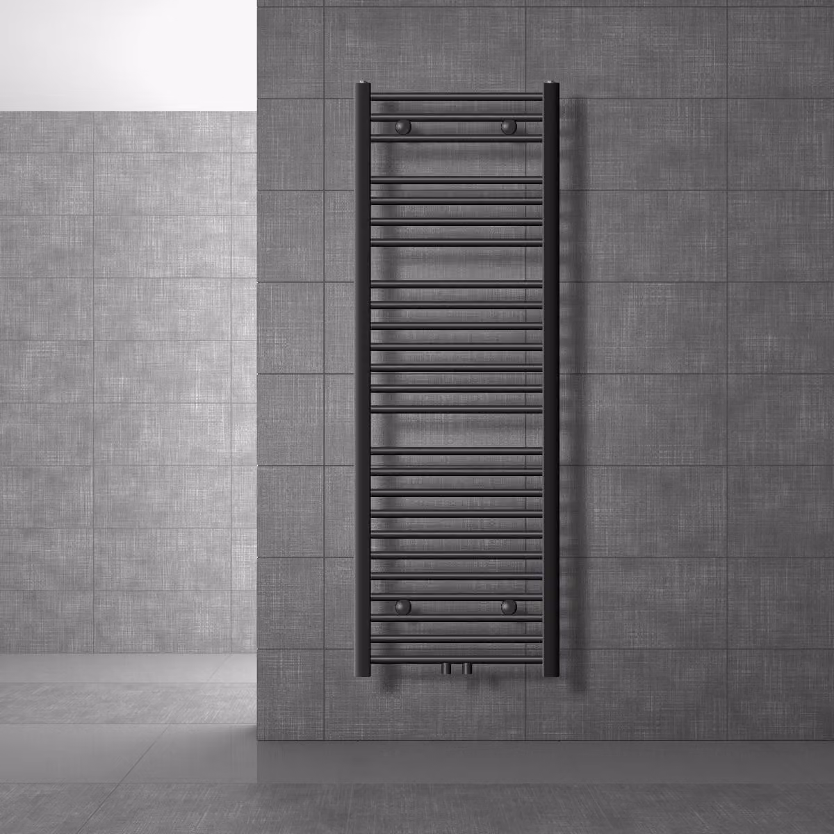 LuxeBath radiatore bagno Sahara, 500x1500 mm, antracite, diritto con attacco centrale, senza elemento riscaldante