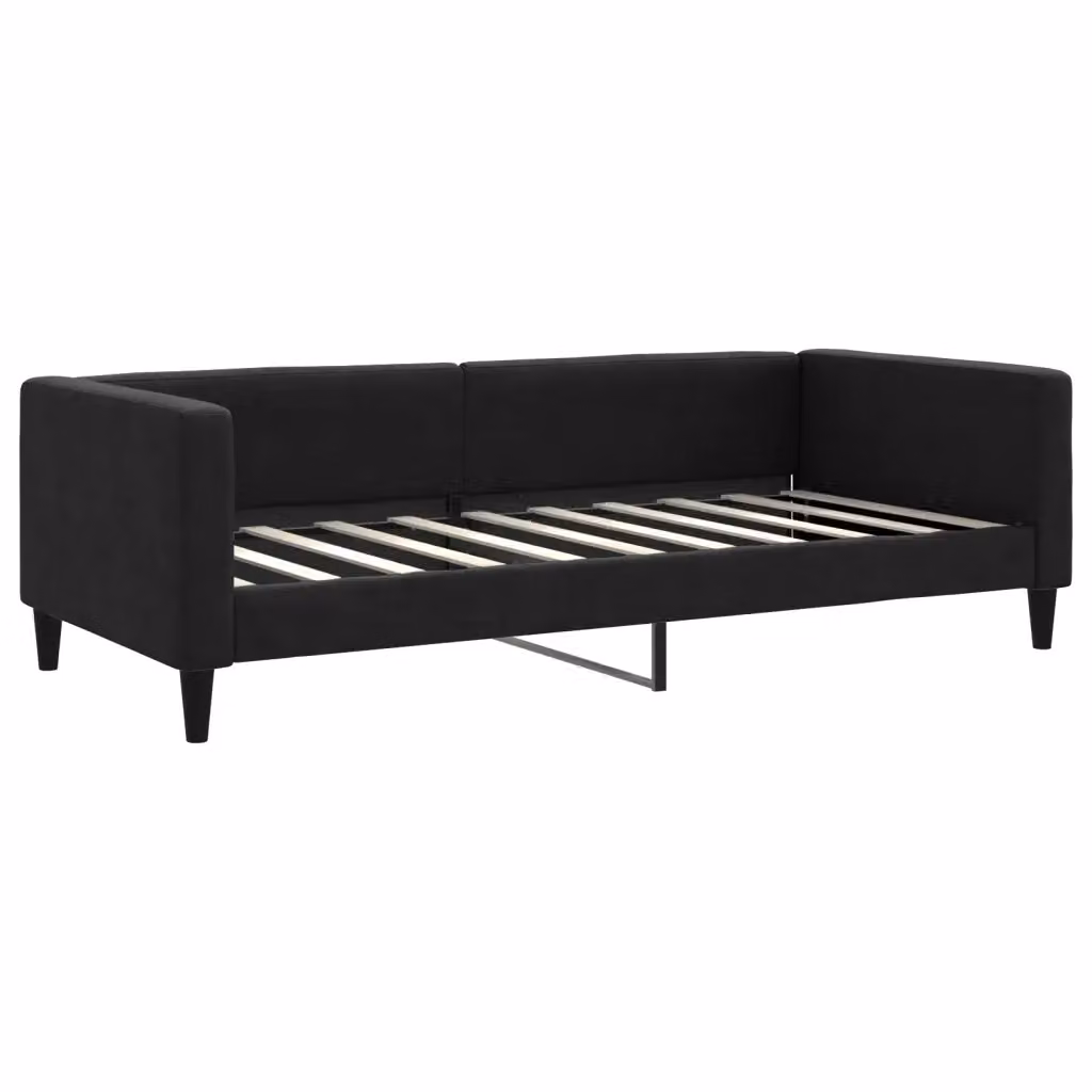 Letto da giorno moderno vidaXL in tessuto nero con struttura in legno e metallo – 2