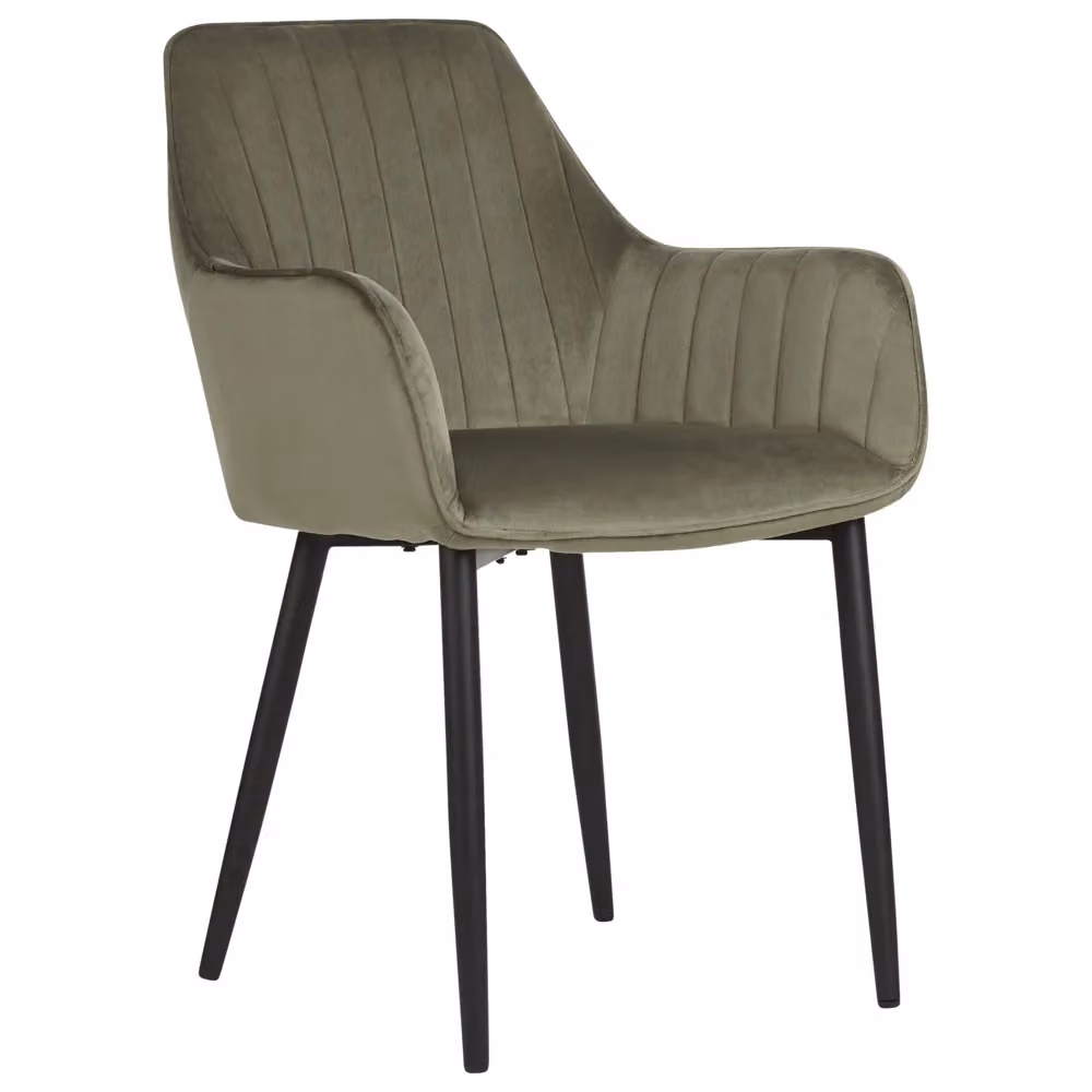Set di 2 sedie da pranzo BELIANI con braccioli in velluto verde e gambe in metallo nero stile glamour – 2