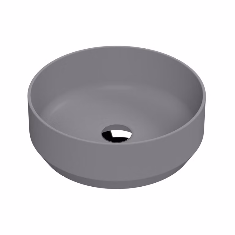 Lavabo da Appoggio Rotondo Moderno Grigio Opaco - 350 mm