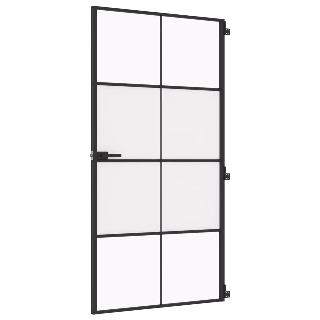 Porta Interni Sottile Nera 102,5x201,5Vetro Temperato Alluminio