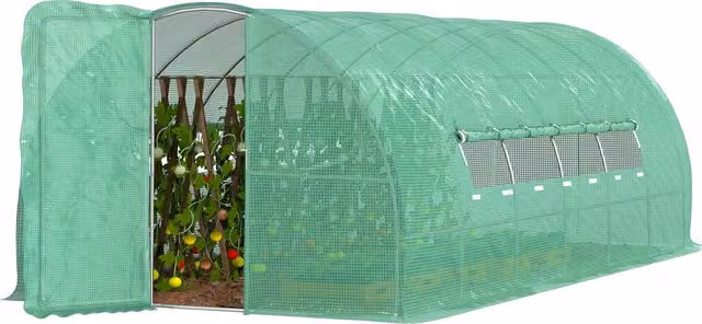 Serra da giardino a tunnel Outsunny Aosom in PE verde, L: 600 cm, P: 300 cm, H: 200 cm – 1