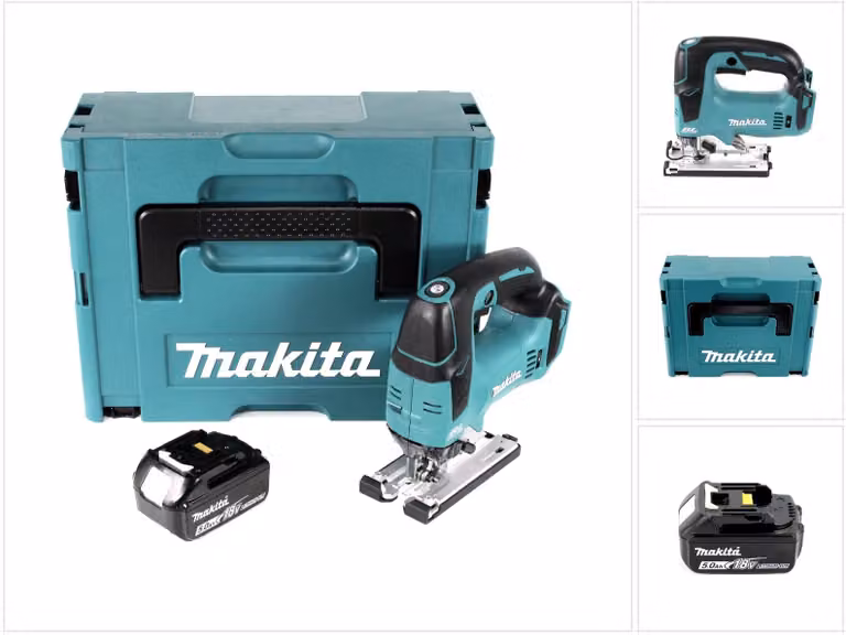 Makita DJV 182 T1J Seghetto alternativo brushless a batteria 18V 26mm in valigetta Makpac + 1x Batteria BL1850B 5,0 Ah - senza caricabatterie