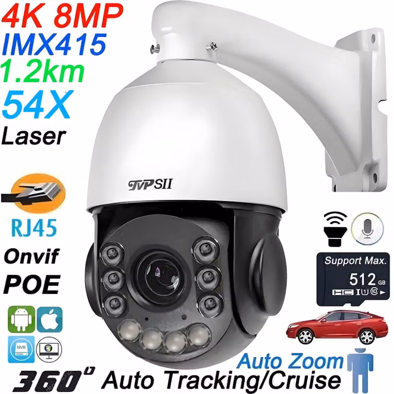 Telecamera PTZ – Telecamera a cupola – Telecamera IP – Telecamera di sorveglianza – Telecamera PTZ ad alta velocità – 8MP, risoluzione 4K Ultra HD