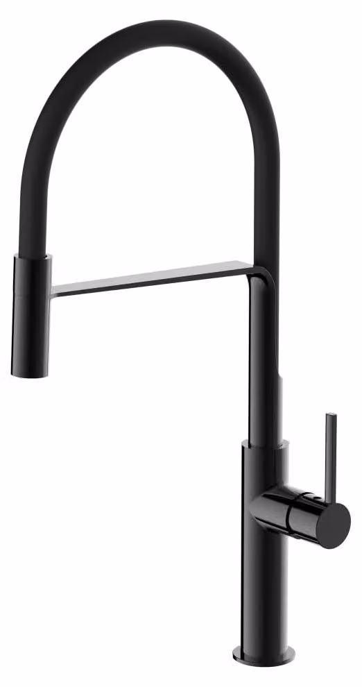 Miscelatore da cucina con doccetta estraibile, finitura nera lucida, girevole a 360°