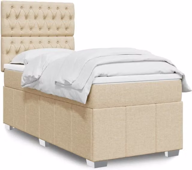 Letto Ibrido con Giroletto a Molle e Materasso vidaXL, Colore Beige e Bianco, L/P/H: 90 x 200 cm