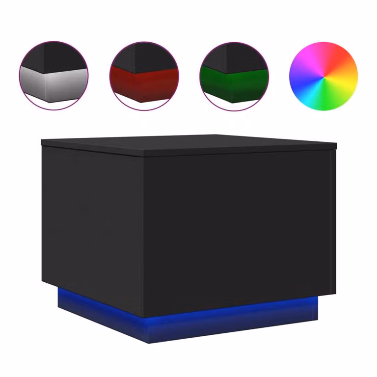 Tavolino da Salotto con Luci LED Nero 50x50x40 cm