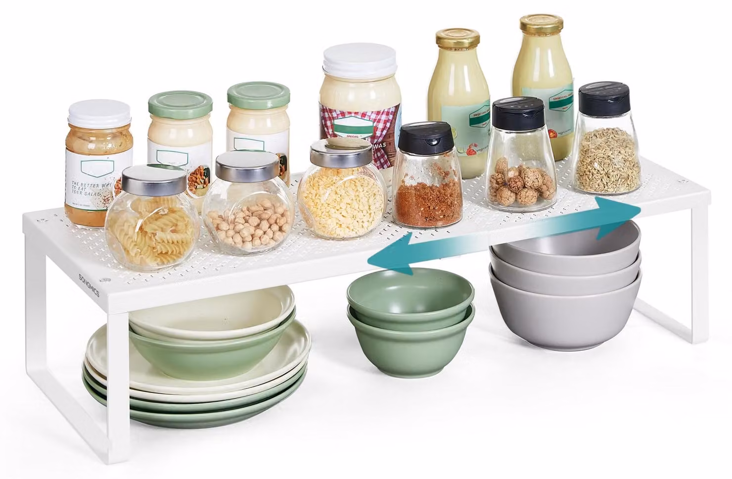 Ripiano per cucina KCS007W01 - Design estraibile per organizer da tavolo - Dimensioni regolabili