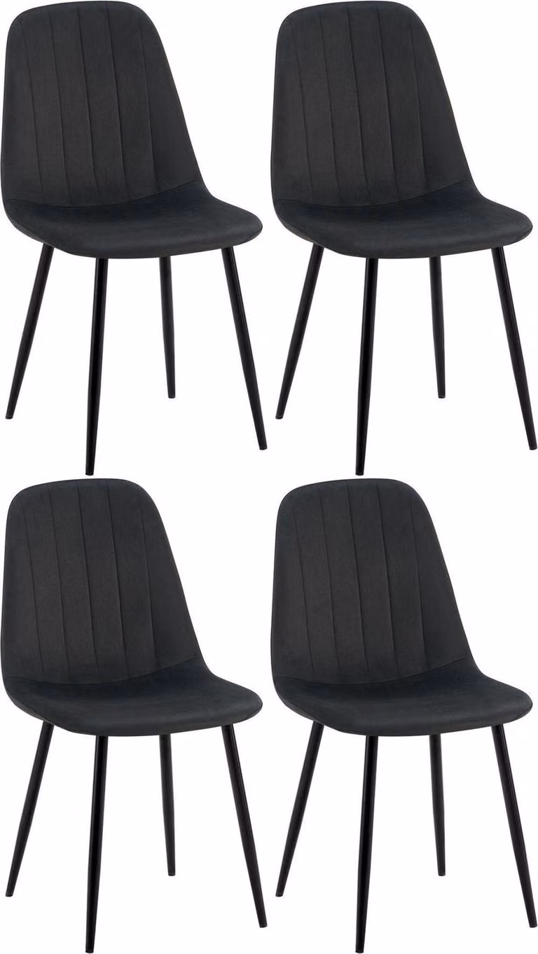 set di 4 sedie da pranzo - rivestimento in velluto - elevato comfort di seduta | colore: nero