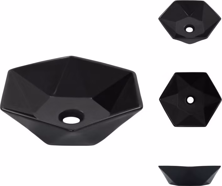 vidaXL Lavabo 41 x 36,5 x 12 cm in Vetroceramica nera - Lavabo da bagno