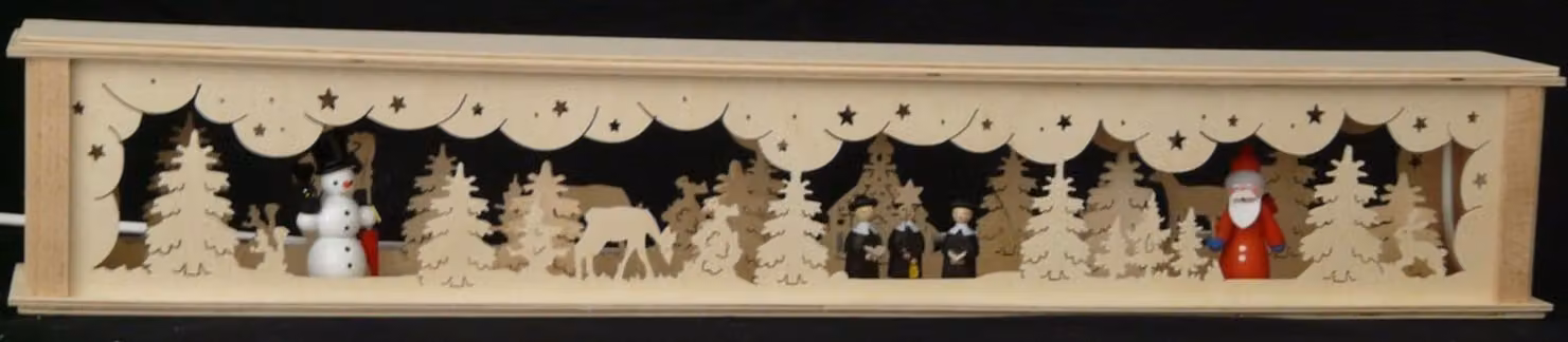 Decorazione natalizia per esterni, con pupazzo di neve, Babbo Natale, ghirlanda e illuminazione. Dimensioni: 72x10x10 cm. Prodotto nuovo