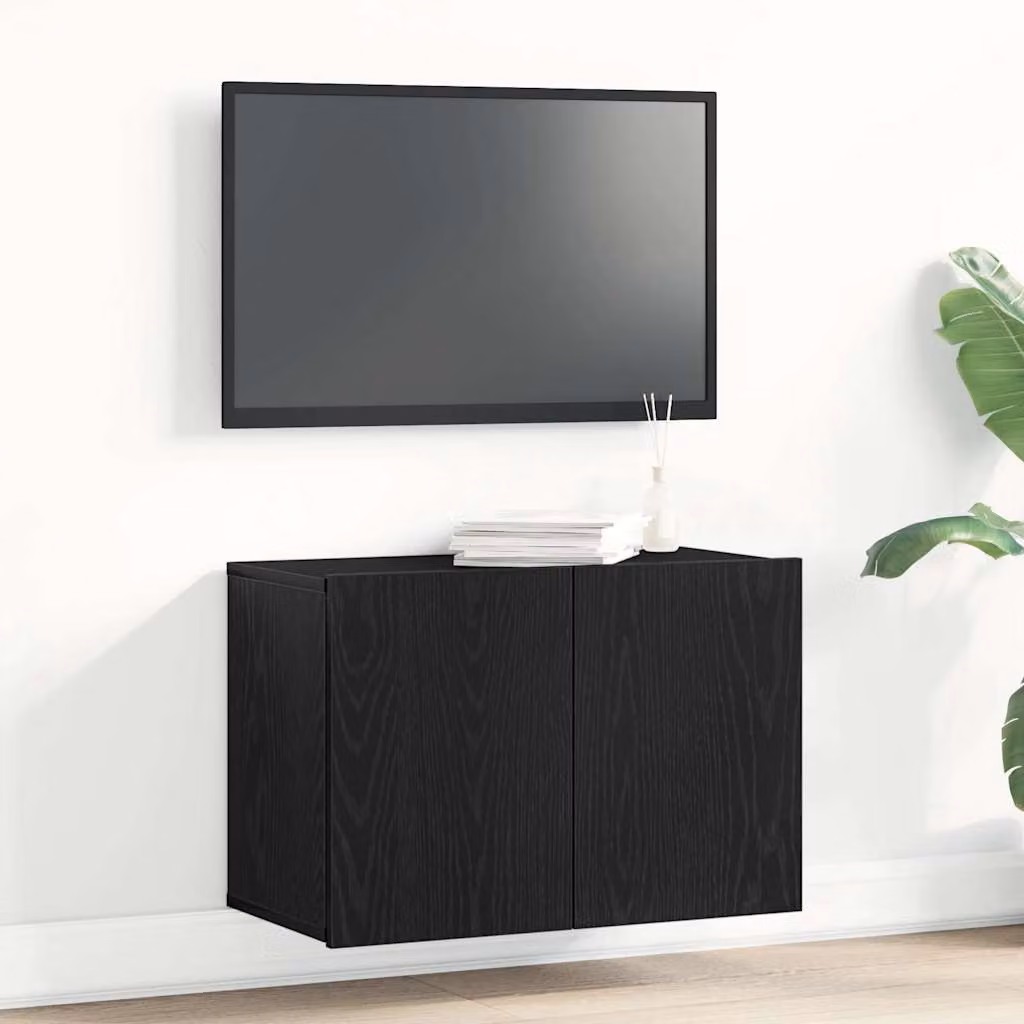 Mobile TV vidaXL Moderno in Legno Nero L: 60 cm, P: 30 cm, H: 41 cm