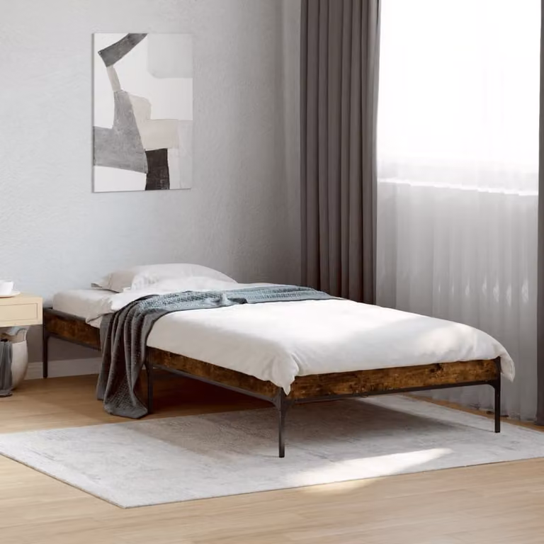 Giroletto vidaXL in legno e metallo color rovere fumo, L/P/H: 190 x 90 x 30 cm