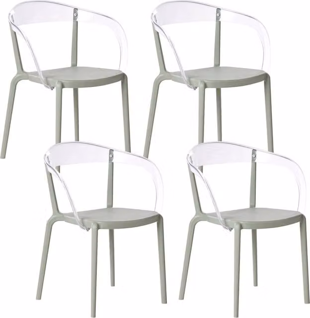 Set di 4 sedie da giardino verde chiaro Materiale sintetico Plastica Interno Esterno Giardino con braccioli Sala da pranzo Stile moderno minimalista