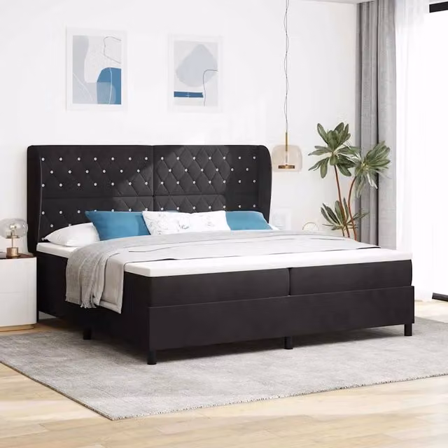 Letto Ibrido con Materasso a Molle Insacchettate vidaXL in Velluto Nero L/P/H: 200 x 200 x 280 cm – 1