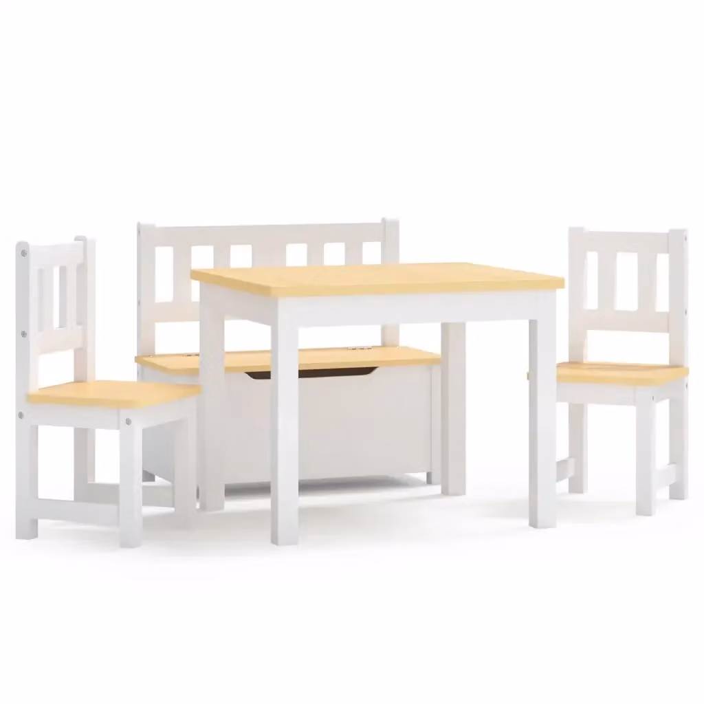 Set Tavolo e Sedie per Bambini vidaXL in MDF Bianco e Beige con Design Scandinavo – 2