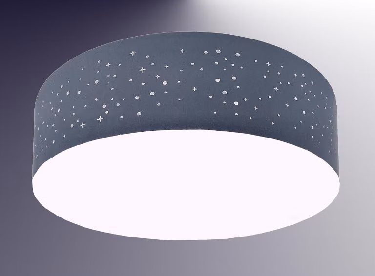 Lampada da soffitto 500mm paralume in tessuto *grigio* 3x presa E27