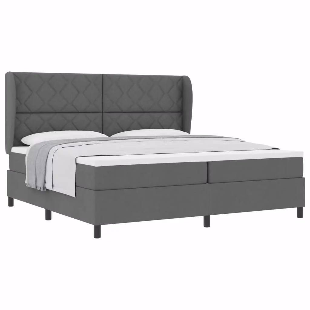 Letto a molle moderno vidaXL con testiera in tessuto grigio e struttura in legno L/P/H: 200 x 200 x 128 cm – 2