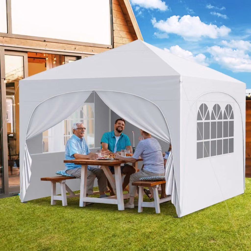 Tenda Gazebo Design Mania Bianco con 4 Pareti Rimovibili e Borsa con Ruote L/P: 300 x 300 cm – 2