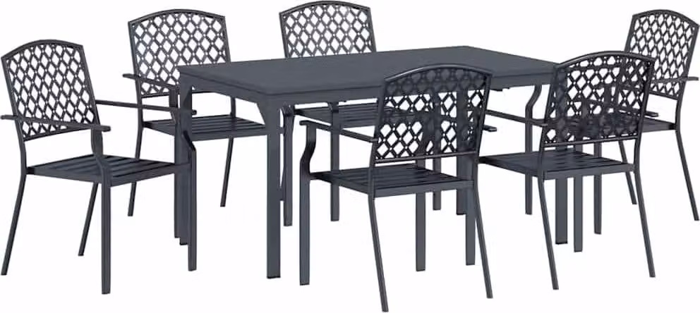 Set da Pranzo per Giardino 7 pcs Antracite